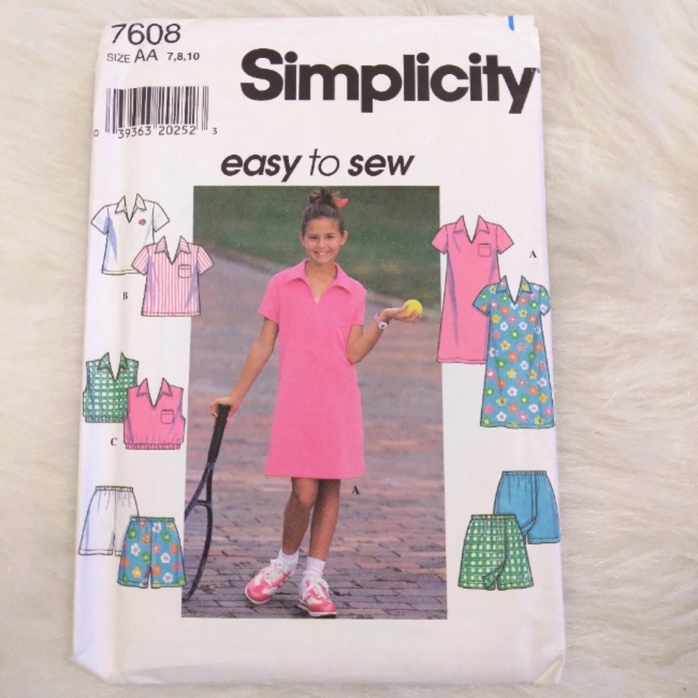 Simplicity 7608 EASY Girl's dress, top , shorts sz 7-8-10